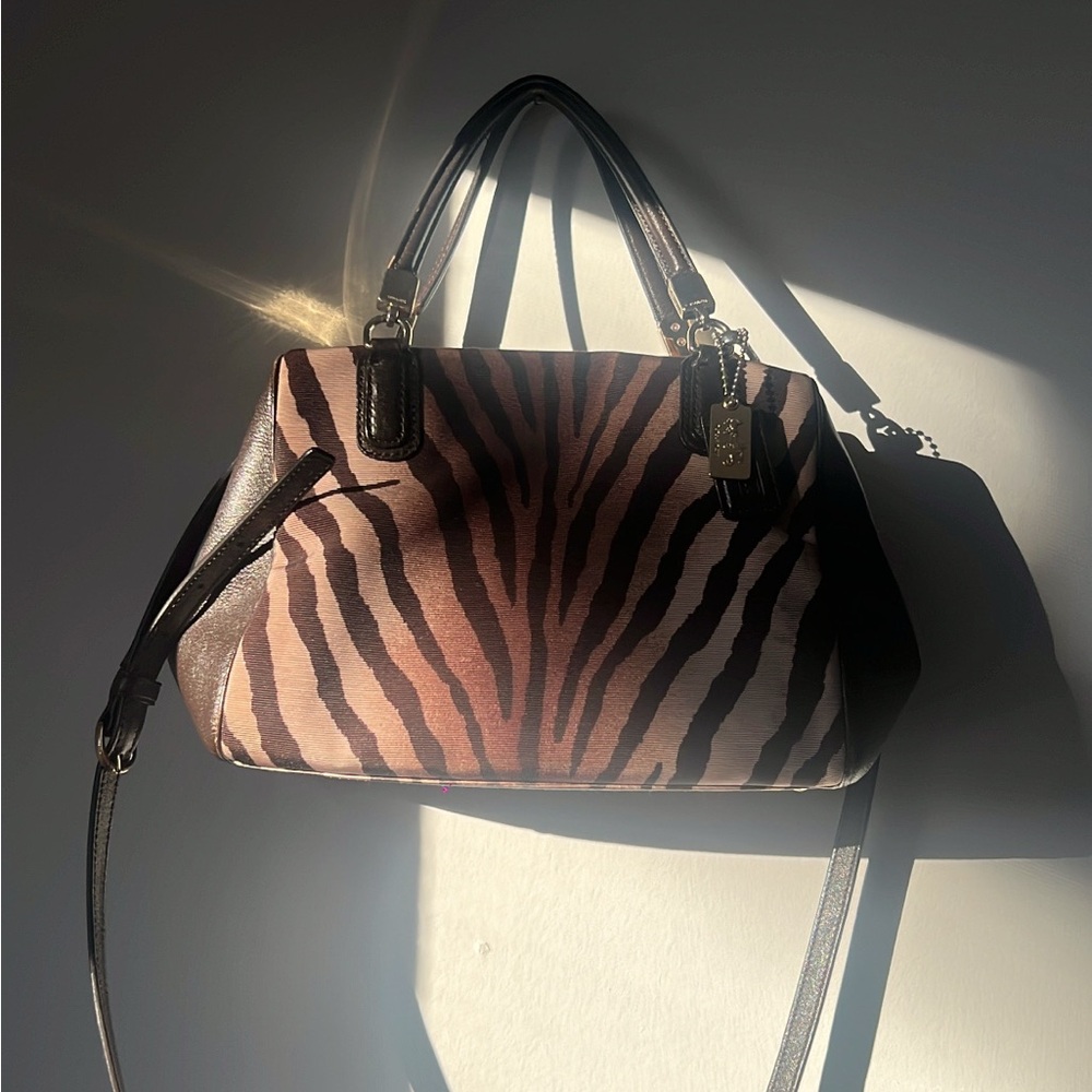 Wild Safari Chic Coach Brown Tan Animal Print  Shoulder Bag